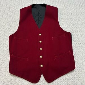 Imported Wools Burgundy Vest with Gold Toned Buttons